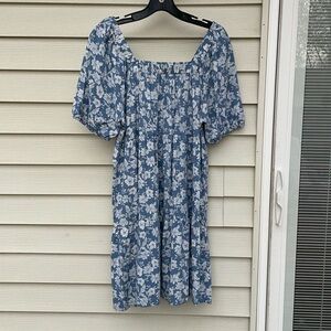 Floral Blue Midi Dress